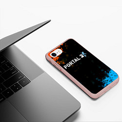 Чехол iPhone 7/8 матовый Portal game, цвет: 3D-светло-розовый — фото 2