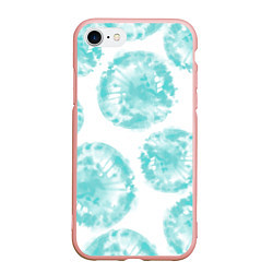 Чехол iPhone 7/8 матовый Акварельные голубые био формы, цвет: 3D-светло-розовый