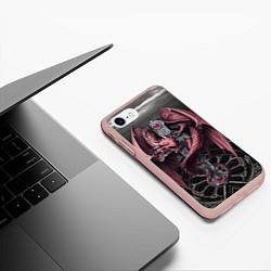 Чехол iPhone 7/8 матовый Красный кельтский дракон на готическом кресте, цвет: 3D-светло-розовый — фото 2