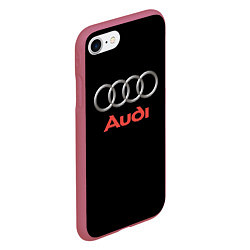 Чехол iPhone 7/8 матовый Audi sport на чёрном, цвет: 3D-малиновый — фото 2