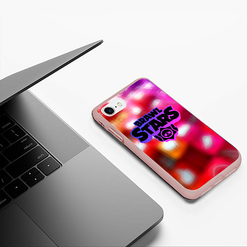 Чехол iPhone 7/8 матовый Brawl stars network / 3D-Светло-розовый – фото 3