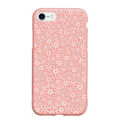 Чехол iPhone 7/8 матовый Цветочный паттерн нежный персиковый, цвет: 3D-светло-розовый