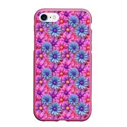 Чехол iPhone 7/8 матовый Цветочный паттерн из гербер, цвет: 3D-малиновый