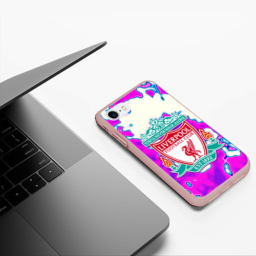 Чехол iPhone 7/8 матовый Ливерпуль спорт клуб / 3D-Светло-розовый – фото 3