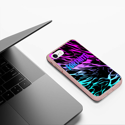 Чехол iPhone 7/8 матовый Fortnite neon uniform / 3D-Светло-розовый – фото 3