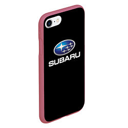Чехол iPhone 7/8 матовый Subaru sport auto car, цвет: 3D-малиновый — фото 2