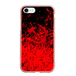 Чехол iPhone 7/8 матовый Ссср в красках серп и молот, цвет: 3D-светло-розовый