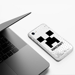 Чехол iPhone 7/8 матовый Minecraft glitch на светлом фоне, цвет: 3D-белый — фото 2