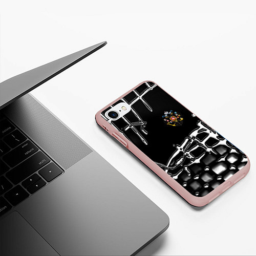 Чехол iPhone 7/8 матовый Россия герб РФ / 3D-Светло-розовый – фото 3