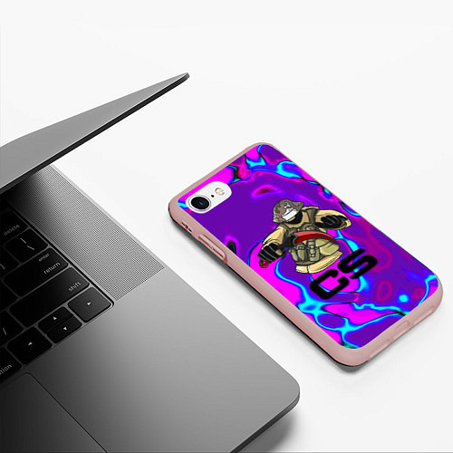 Чехол iPhone 7/8 матовый Cs go neon skin / 3D-Светло-розовый – фото 3