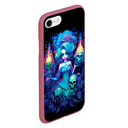 Чехол iPhone 7/8 матовый Сказочная ведьма с черепами, цвет: 3D-малиновый — фото 2