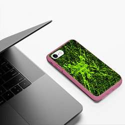 Чехол iPhone 7/8 матовый Зелёная глитч инфекция, цвет: 3D-малиновый — фото 2