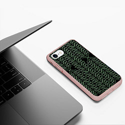 Чехол iPhone 7/8 матовый Неоновая кибер-кольчуга зелёная, цвет: 3D-светло-розовый — фото 2