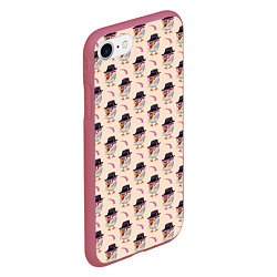 Чехол iPhone 7/8 матовый Петушок и веточка ягод, цвет: 3D-малиновый — фото 2