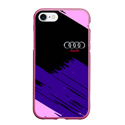 Чехол iPhone 7/8 матовый Audi stripes, цвет: 3D-малиновый