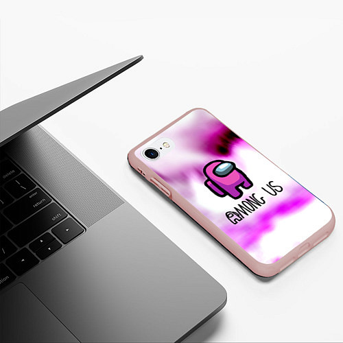 Чехол iPhone 7/8 матовый Among us game pink / 3D-Светло-розовый – фото 3