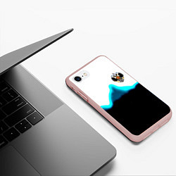 Чехол iPhone 7/8 матовый Герб РФ синяя волна, цвет: 3D-светло-розовый — фото 2