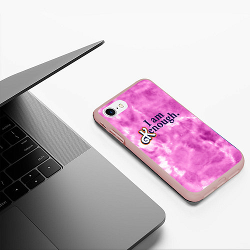 Чехол iPhone 7/8 матовый I am kenough - розовый тай-дай / 3D-Светло-розовый – фото 3