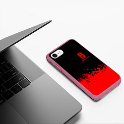 Чехол iPhone 7/8 матовый Rainbow Six красные краски, цвет: 3D-малиновый — фото 2