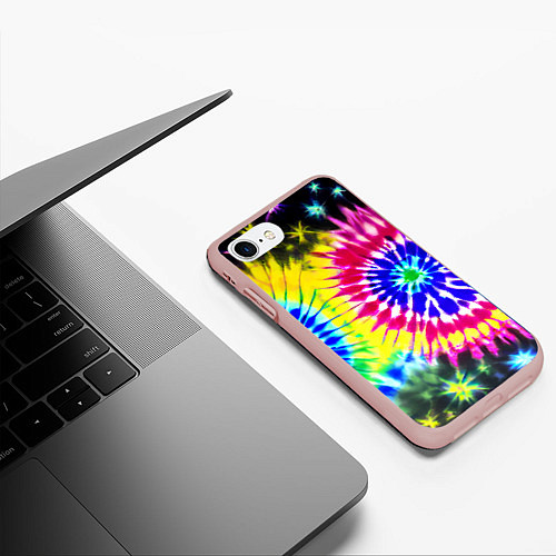 Чехол iPhone 7/8 матовый Colorful floral composition - tie-dye / 3D-Светло-розовый – фото 3