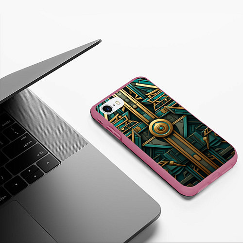 Чехол iPhone 7/8 матовый Орнамент в египетском стиле / 3D-Малиновый – фото 3