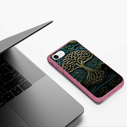 Чехол iPhone 7/8 матовый Дерево друидов / 3D-Малиновый – фото 3