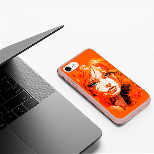 Чехол iPhone 7/8 матовый Огненная красотка / 3D-Светло-розовый – фото 3