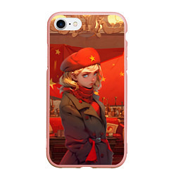 Чехол iPhone 7/8 матовый Девушка и интерьер СССР, цвет: 3D-светло-розовый