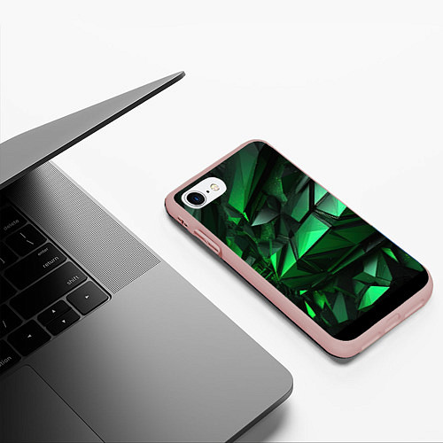 Чехол iPhone 7/8 матовый Green abstract / 3D-Светло-розовый – фото 3