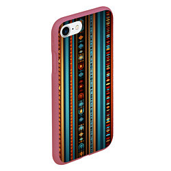 Чехол iPhone 7/8 матовый Этнический паттерн в вертикальную полоску, цвет: 3D-малиновый — фото 2