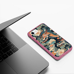Чехол iPhone 7/8 матовый Дракон с усами, цвет: 3D-малиновый — фото 2