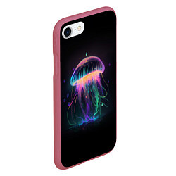 Чехол iPhone 7/8 матовый Свет медузы, цвет: 3D-малиновый — фото 2