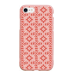 Чехол iPhone 7/8 матовый Сварожич - славянский орнамент, цвет: 3D-светло-розовый