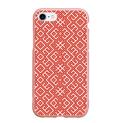 Чехол iPhone 7/8 матовый Обережные узоры, цвет: 3D-светло-розовый
