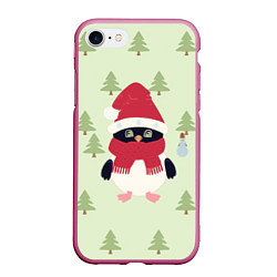Чехол iPhone 7/8 матовый Пингвин в лесу со снеговиком