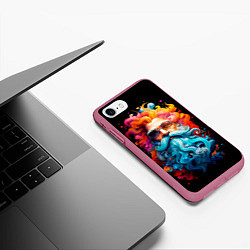Чехол iPhone 7/8 матовый Санта Клаус разноцветный, цвет: 3D-малиновый — фото 2
