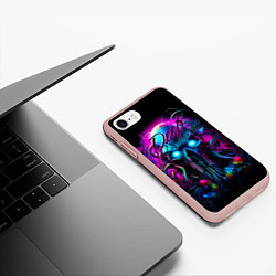 Чехол iPhone 7/8 матовый Deep house neon, цвет: 3D-светло-розовый — фото 2