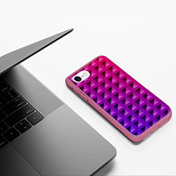 Чехол iPhone 7/8 матовый Пластиковые объемные квадраты, цвет: 3D-малиновый — фото 2