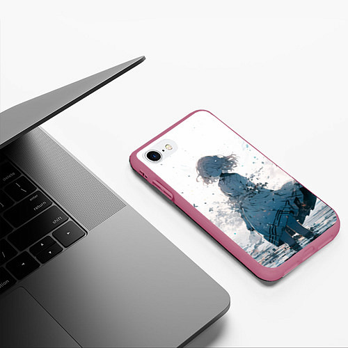 Чехол iPhone 7/8 матовый Безликая дева / 3D-Малиновый – фото 3