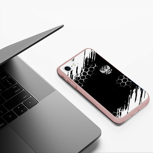 Чехол iPhone 7/8 матовый Патриот России краски / 3D-Светло-розовый – фото 3