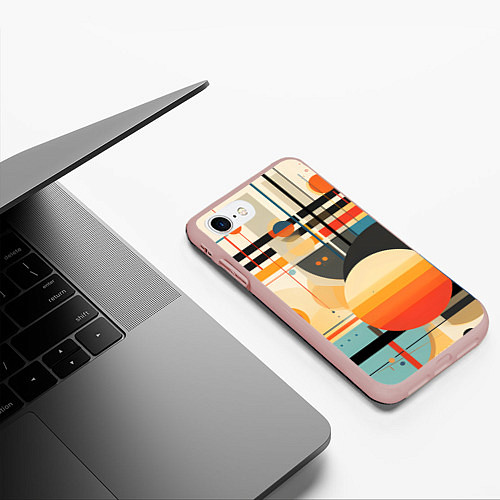 Чехол iPhone 7/8 матовый Стильная геометрия / 3D-Светло-розовый – фото 3