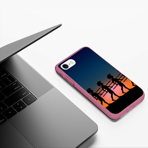 Чехол iPhone 7/8 матовый Греческий закат / 3D-Малиновый – фото 3