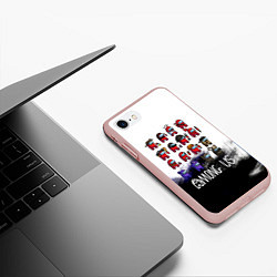 Чехол iPhone 7/8 матовый Among us персонажи, цвет: 3D-светло-розовый — фото 2