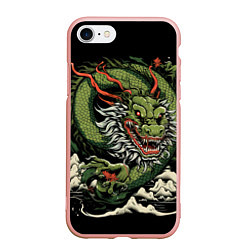 Чехол iPhone 7/8 матовый Символ года зеленый дракон, цвет: 3D-светло-розовый