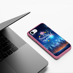 Чехол iPhone 7/8 матовый Загадай желание под новый год, цвет: 3D-малиновый — фото 2
