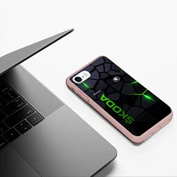 Чехол iPhone 7/8 матовый Skoda - плиты с эффектом свечения, цвет: 3D-светло-розовый — фото 2