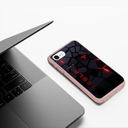Чехол iPhone 7/8 матовый Tesla - плиты с эффектом свечения, цвет: 3D-светло-розовый — фото 2