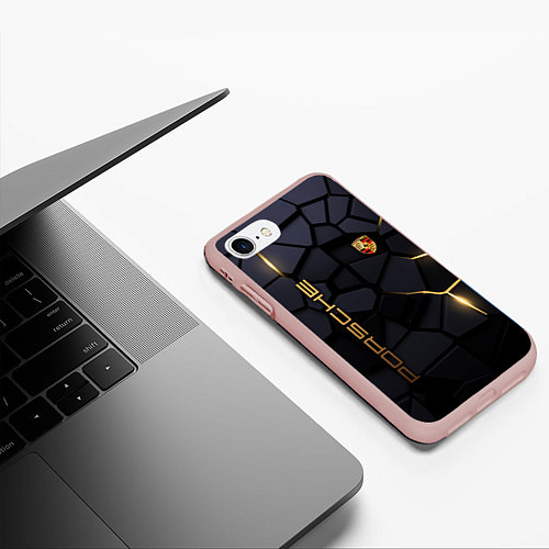 Чехол iPhone 7/8 матовый Porsche - плиты с эффектом свечения / 3D-Светло-розовый – фото 3