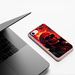 Чехол iPhone 7/8 матовый Череп в огне, цвет: 3D-светло-розовый — фото 2