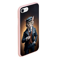 Чехол iPhone 7/8 матовый Кот в стиле Томаса Шелби - Острые козырьки, цвет: 3D-светло-розовый — фото 2